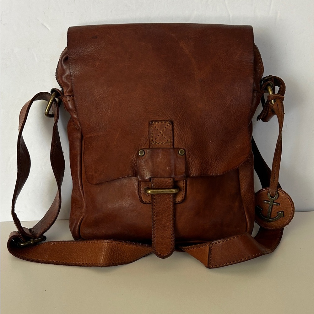 Vintage Brown Leather Messenger Bag
